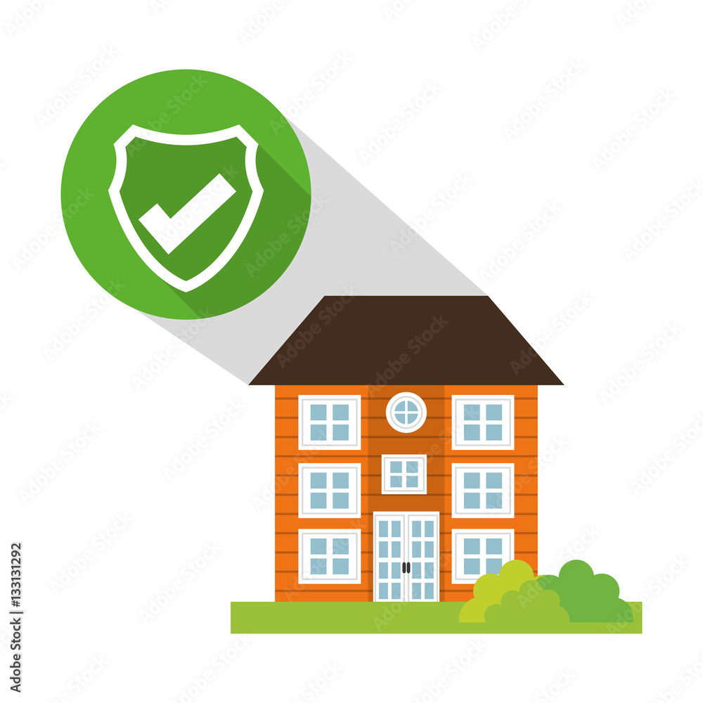 Poster building home security button shadow vector illustration eps 10