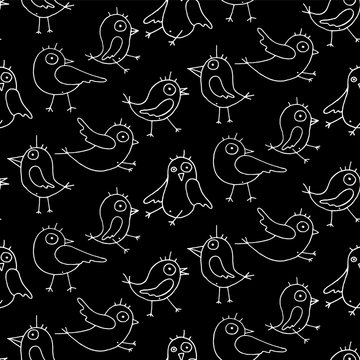 Cartoon Birds Seamless Pattern