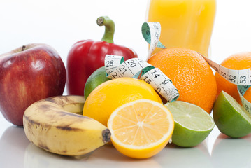 Fitness concept with fruit. Fitness motivation.