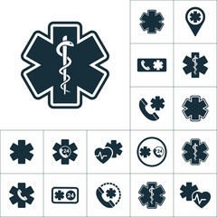 life star medical snake icon, medical set on white background