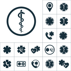 medical snake symbol icon, medical signs set on white background