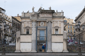 Obraz premium Römisches Amphitheater, Catania, Sizilien, Italien