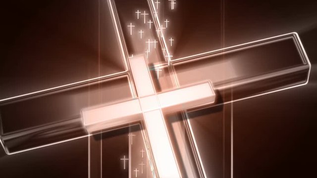3D cross spinning cross particles and motion graphics abstract background