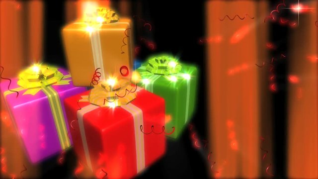 3D colorful rotating gift boxes