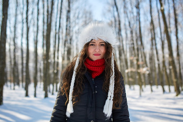 Fototapeta na wymiar Young woman, winter portrait