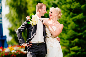 Young wedding couple