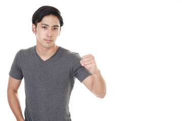 Naklejka premium ガッツポーズの男性