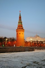 Fototapeta premium Moscow Kremlin in winter. UNESCO World Heritage Site. Color photo.