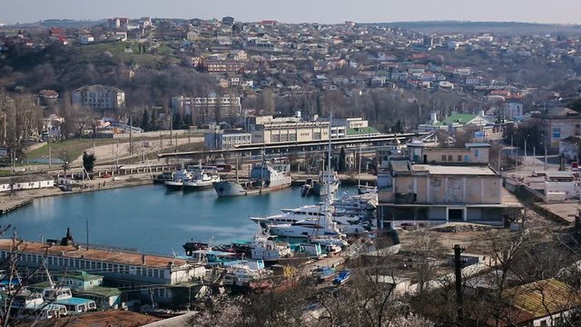 View of the City and Bay With Ships in Sevastopol