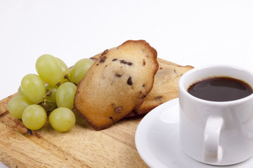 chocolate chip madeleine and coffee