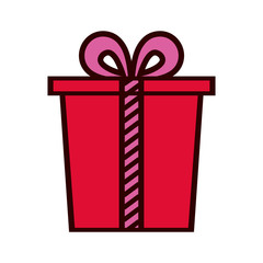 red gift box present ribbon celebration vector illustration eps 10