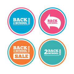 Back to school icons. Studies after the holidays.