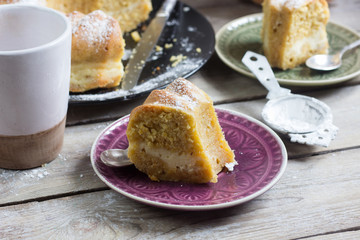 sweet cake from cottage cheese with pumpkin