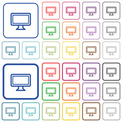 Monitor outlined flat color icons