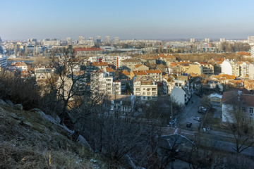 PLOVDIV, BULGARIA - JANUARY 2 2017: Panorama to City of Plovdiv from nebet tepe hill, Bulgaria