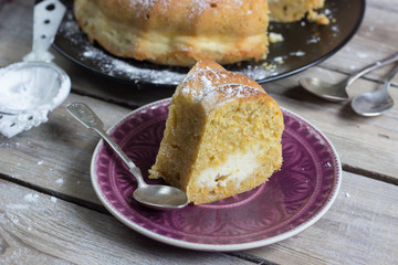 Sweet cake from cottage cheese with pumpkin.