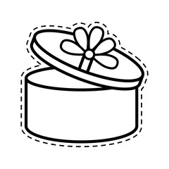 round gift box ribbon festive open cut line vector illustration eps 10