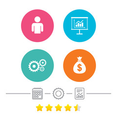 Business signs. Human and presentation board.