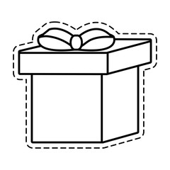 gift box ribbon cube decorative cut line vector illustration eps 10