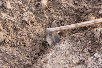 Spade  in the ground..
