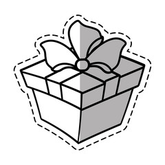 gift box ribbon anniversary party linea shadow vector illustration eps 10