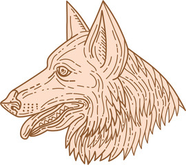 German Shepherd Dog Head Mono Line