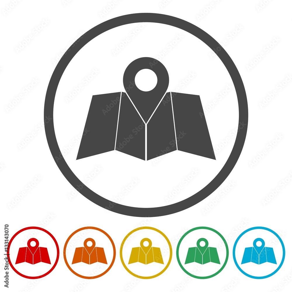 Poster pin map icon, map pointer vector icon