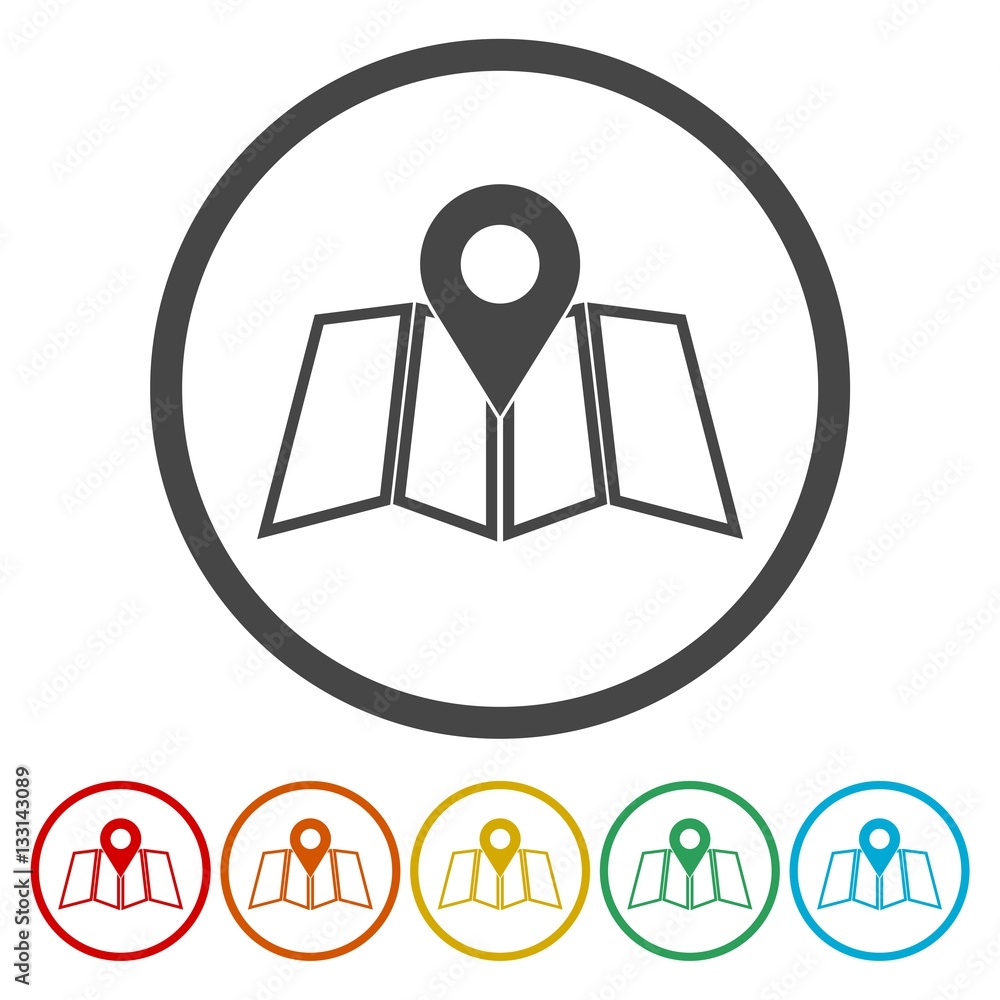 Poster pin map icon, map pointer vector icon