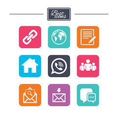 Communication icons. Contact, mail signs.