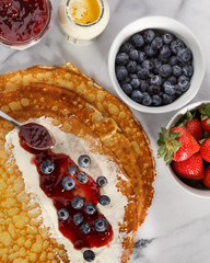 crepes with fruit and cream