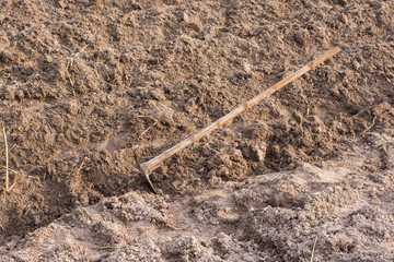 Spade  in the ground..