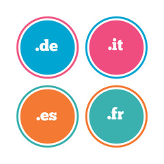 Top-level domains signs. De, It, Es and Fr.