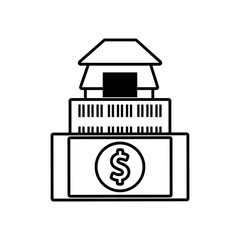 building real estate dollar money outline vector illustration eps 10