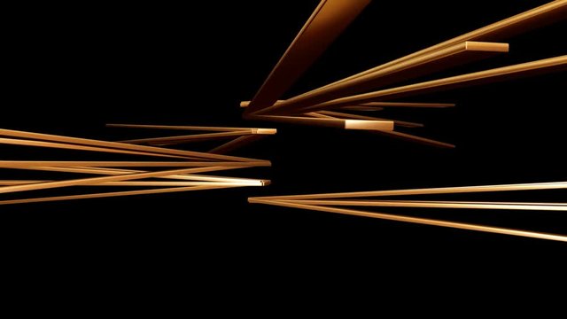 3D long golden spinning bars with alpha channel