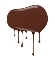 Place for inscription made from melted chocolate on white backgr