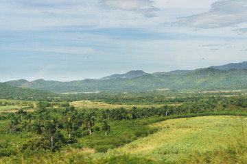 Naklejka premium The view is beautiful landscape of green hills in Cuba