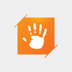 Hand print sign icon. Stop symbol.