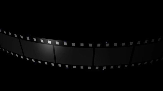 3D movie film roll scrolling horizontally with alpha channel