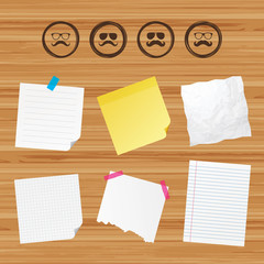 Mustache and Glasses icons. Hipster symbols.