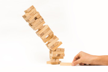 Jenga tower collapses