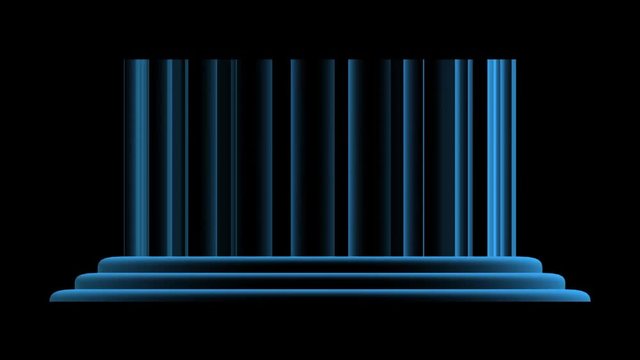 3D abstract blue shapes spinning with alpha channel