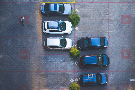 Flat view of parking spaces