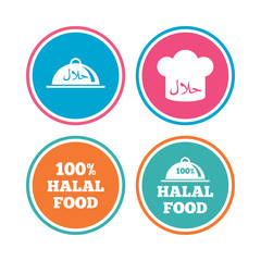 Halal food icons. Natural meal symbol.