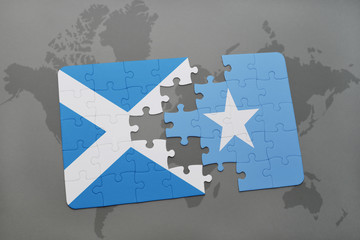 puzzle with the national flag of scotland and somalia on a world map
