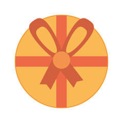 colored gift box round with red bow ribbon vector illustration eps 10