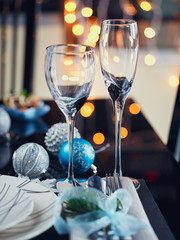 Winter table setting with Christmas decoration