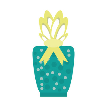 Colored Gift Box Green Dotted Yellow Bow Decorated Party Vector Illustration Eps 10