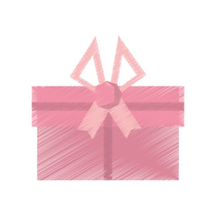 drawing gift box pink ornament bow vector illustration eps 10