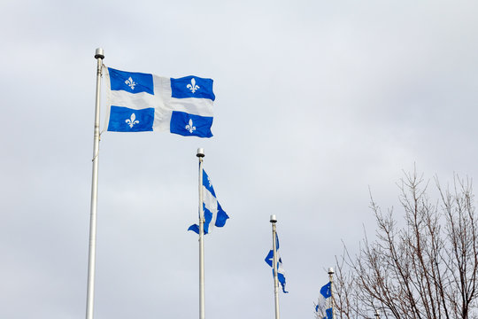 Quebec flags in Quebec city, QC, Canada
