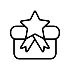 Obraz premium gift box star ribbon present outline vector illustration eps 10